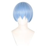 Short Anime wig ice blue for Men's and Women's wig Halloween Costume Party Synthetic Wig - Image 2
