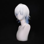 Wig White Blue Gradient Wig Short Straight Wigs with Bang Layered Fiber Wigs - Image 2