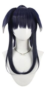 Game  Wig Ombre Black Blue Hair Long Straight Ponytail Anime Costume Wigs  Fiber Wigs + Ears