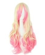 Women Long 27.56''/70cm Yellow/pink Multicolor Colorful Wavy Fibre Wig