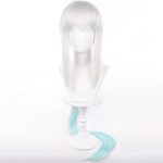 Anime Silver-white to Light Blue Gradient Long Straight wigs with Bangs &Ponytail for Adult Women Men Halloween,Christmas,Comic ,Costume Party - Image 2