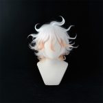 Anime Short White Gradient Orange  Wig Men's Party Wigs with Free Cap - Image 2