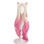 Ombre Pink  Wig Long Straight Blonde Hair Wig for Halloween Party Daily + Free Cap