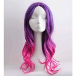 Purple to Hot Pink Wig Long Curly Wavy Purple Meganta Wigs for Women Girls Heat Resistant Hight Density Synthetic Wigs