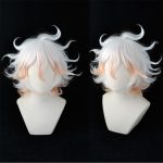 Anime Short White Gradient Orange  Wig Men's Party Wigs with Free Cap