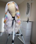 Body Wave Lace Front Wig Human Hair Wigs For White Women Colorful Mixed Gray Wig Transparent Lace Front Wigs Human Hair Pre Plucked(20inch, Gray Rainbow) - Image 2