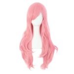28" 70cm Long Curly Hair Ends Costume Wig (Pink)