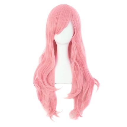 28" 70cm Long Curly Hair Ends Costume Wig (Pink)