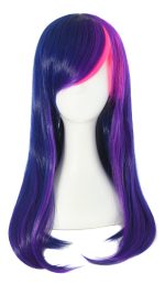24"/60cm Side Bangs Stylish Long Great Wavy Curly  Party Wig (Mixed Purple/Pink)
