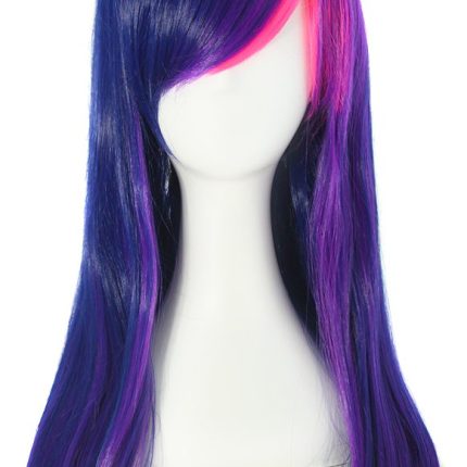 24"/60cm Side Bangs Stylish Long Great Wavy Curly  Party Wig (Mixed Purple/Pink)