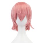 12 Inches Unisex Short Hair Party BOB Wig with Bangs Halloween Costume Wigs (Pink) - Image 2