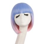 Fashion Lady Short Straight Synthetic Flat Bangs Bob Wig (Pink/Light Purple/Light Bule)