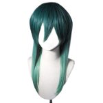 Wig Black Red Gradient Layered Hair Pink Gradient Jellyfish Hair Long Straight Lolita Wig Wolf Tail Mullet Head Dopamine  Subculture Harajuku Wig for Women (Dark green gradient)