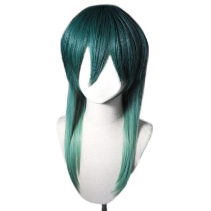 Wig Black Red Gradient Layered Hair Pink Gradient Jellyfish Hair Long Straight Lolita Wig Wolf Tail Mullet Head Dopamine  Subculture Harajuku Wig for Women (Dark green gradient)