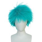 Hair Cap Teal Green Short Wig Turquoise Messy Wig for Men Short Cyan Wigs for Men Green Synthetic Anime Wig for Halloween Mens Outfit for Costume Party