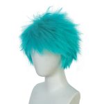 Hair Cap Teal Green Short Wig Turquoise Messy Wig for Men Short Cyan Wigs for Men Green Synthetic Anime Wig for Halloween Mens Outfit for Costume Party - Image 2