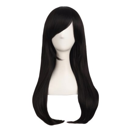24 Inch/60cm Side Bangs Stylish Long Great Wavy Curly Party Wig(Black)