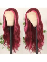Synthetic Wig 13X4 Free Part Ombre Pink Body Wave Synthetic Lace Front Wigs For Women