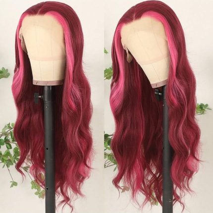 Synthetic Wig 13X4 Free Part Ombre Pink Body Wave Synthetic Lace Front Wigs For Women