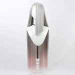 Wig Long Straight Grey Gray Mixed Pink Hair for Women Adult Halloween Wigs, - Image 2
