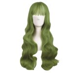 28 Inch/70cm Beautiful Special Color Air Bangs Long Wavy Curly Wig (Light Sea Green)