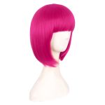 12 Inch /30 cm Fashion Lady Short Straight Synthetic Flat Bangs Bob Wig (Hot Pink) - Image 2