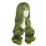 28 Inch/70cm Beautiful Special Color Air Bangs Long Wavy Curly Wig (Light Sea Green) - Image 2