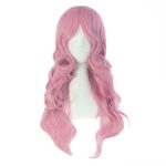 24 Inch/60cm Charming Synthetic Fiber Long Wavy Hair Wig Women's Party Full Wig (Pink)