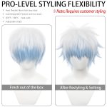 Anime White Light Blue Gradient wigs Men Short Shaggy  wig with Bangs Daily Wig Replacement Halloween,Christmas,Comic ,Costume Party - Image 2