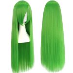 80cm Green Wig for Women Girls Straight Wig with Bangs Synthetic Hair Wig Costume for Anime