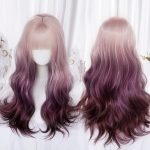 Long Wave Curly Hair Costume Wig Harajuku Style Women Gold Purple Gradient High Temperature Silk Wig for Adult Female Music Festival Themed Parties Halloween Wedding - Image 2