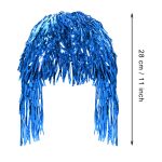Foil Tinsel Wig 80s Retro Metallic Shiny Long Fancy Dress Party Costume Wigs Photo Booth Props Wig for Women Men Halloween Disco Party (Blue) - Image 2