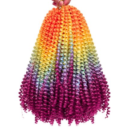 2 Pack Ombre Colors Crochet Braids 8 inch Fluffy Soft Jamaican Bounce Synthetic Braiding Hair Extensions 30Strands/pack (8", Rainbow)