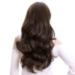 24 Inch Wavy 3/4 Half Wig Long Darkest Brown Synthetic Hair Extensions Capless Wigs Hair Clips Extension For Women 210g（24“ ）
