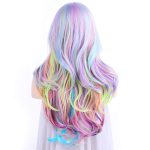 Long Curly Multi-Color Pastel Colorful Rainbow Hair Full Wigs - Charming Wig - Image 2