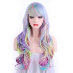 Long Curly Multi-Color Pastel Colorful Rainbow Hair Full Wigs - Charming Wig